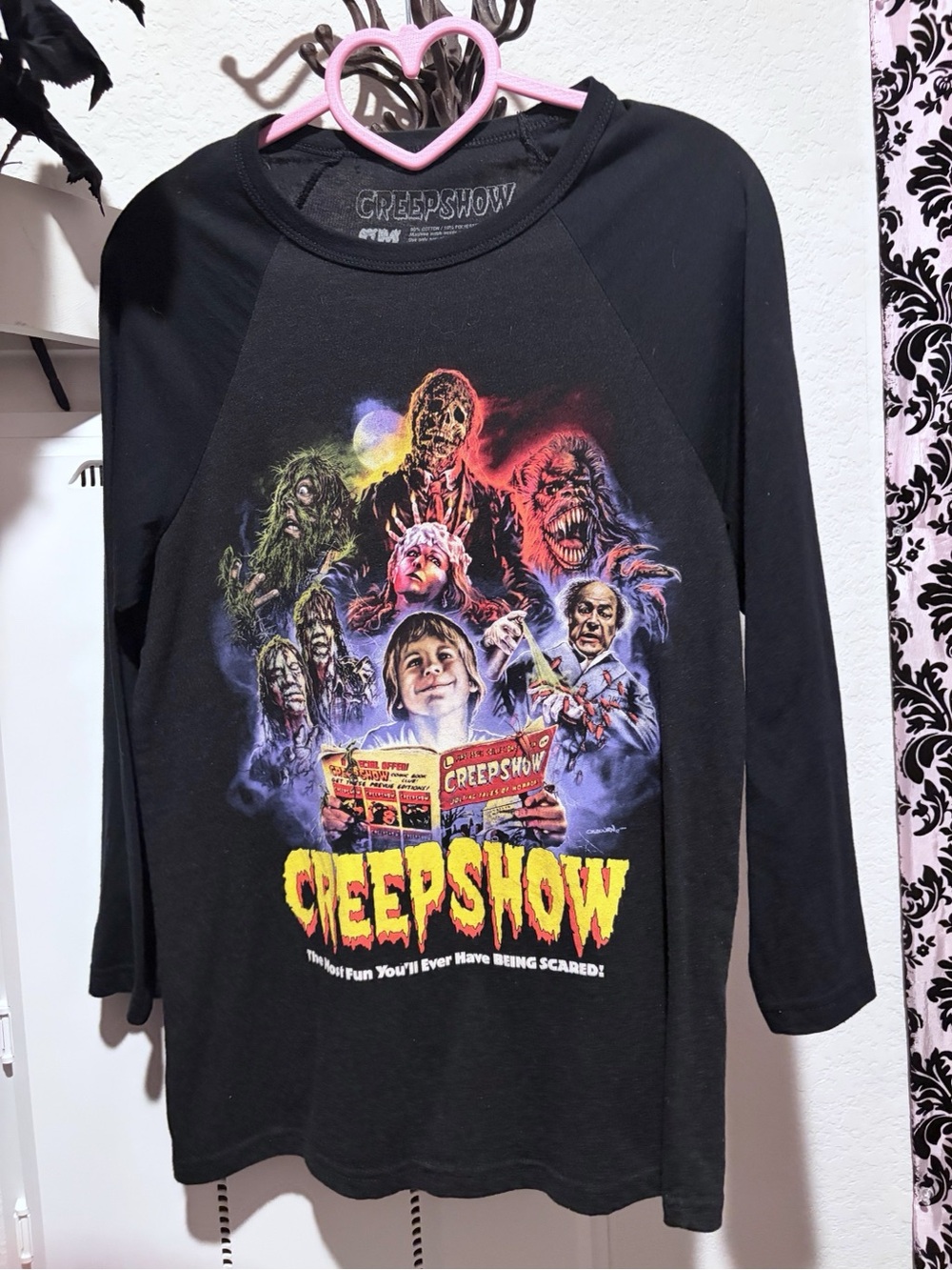 Fright Rags Creepshow Black Unisex Baseball Tee Graphic Tee- Small